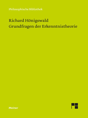 cover image of Grundfragen der Erkenntnistheorie